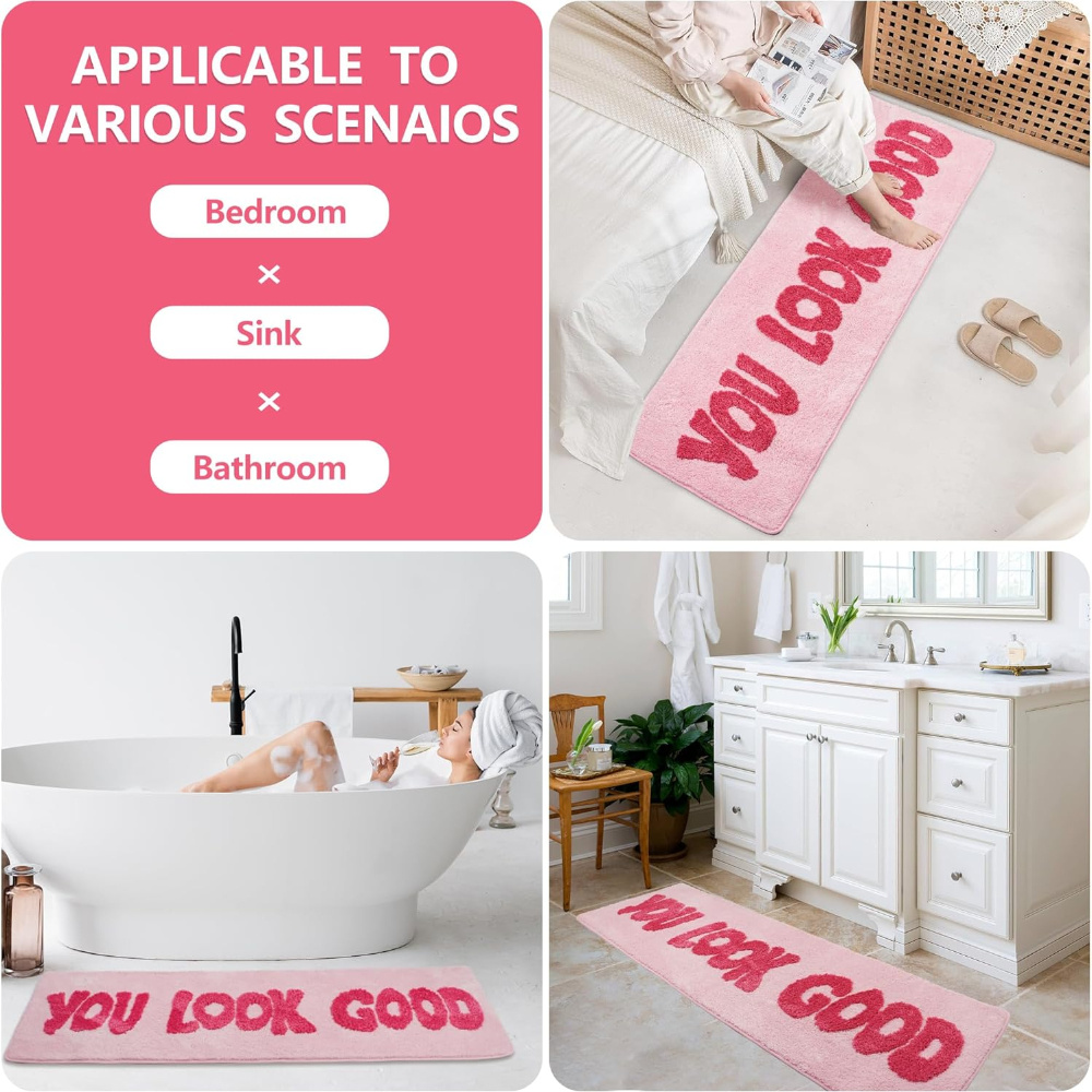 You Look Good Pink Carpet Bath - Home Goods Bathroom Rugs のレビューと価格