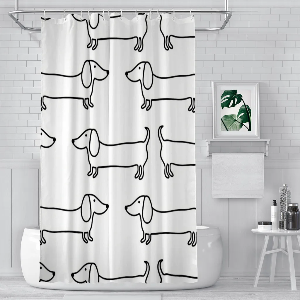 Dachshund Black White Bathroom - Home Bathroom Partition のレビューと価格