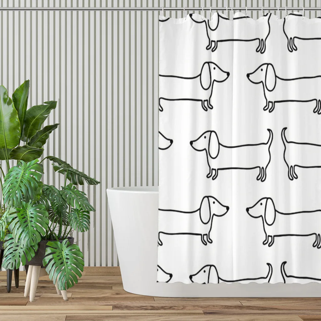 Dachshund Black White Bathroom - Home Bathroom Partition のレビューと価格