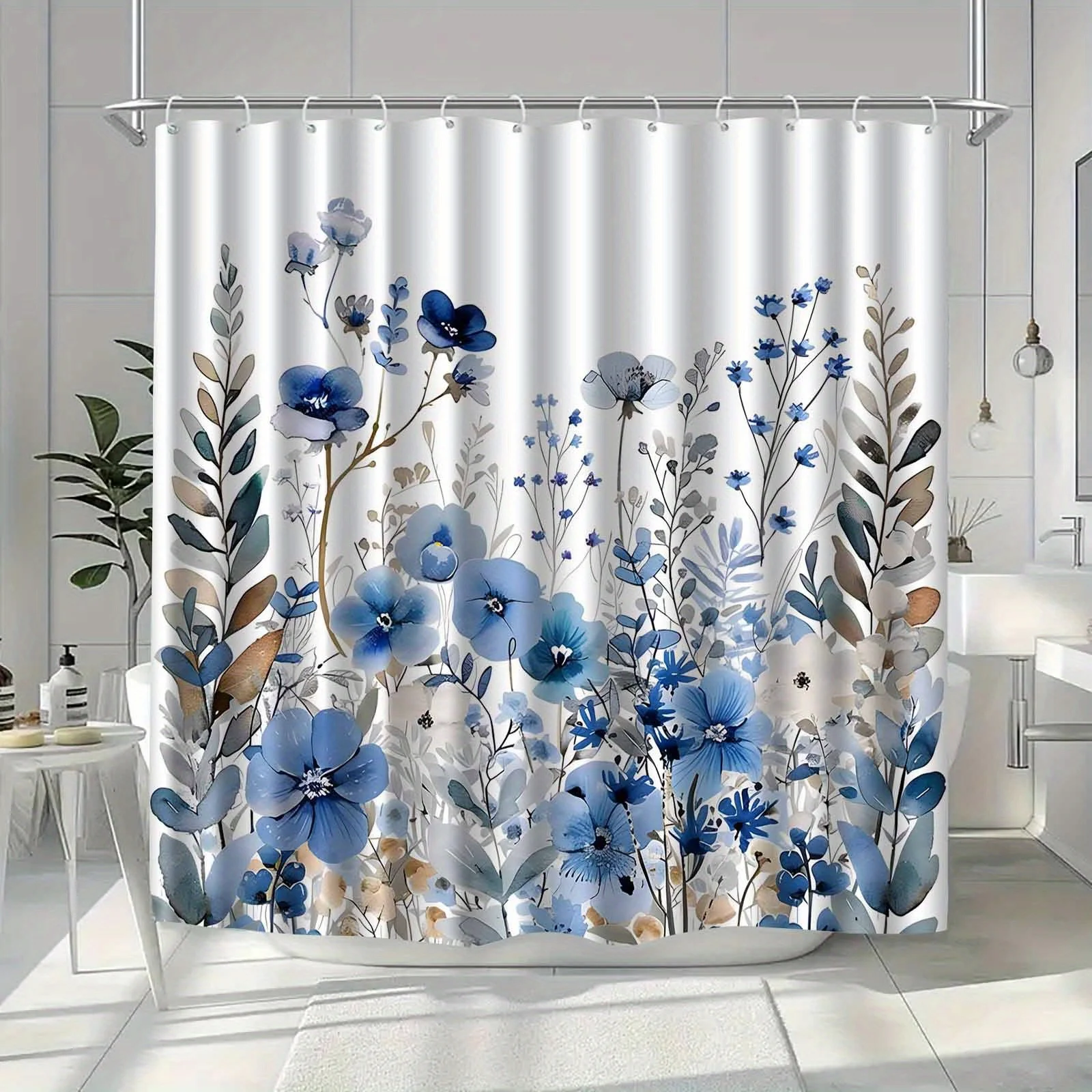 Watercolor Floral Plant Shower - Home Bathroom Partition のレビューと価格