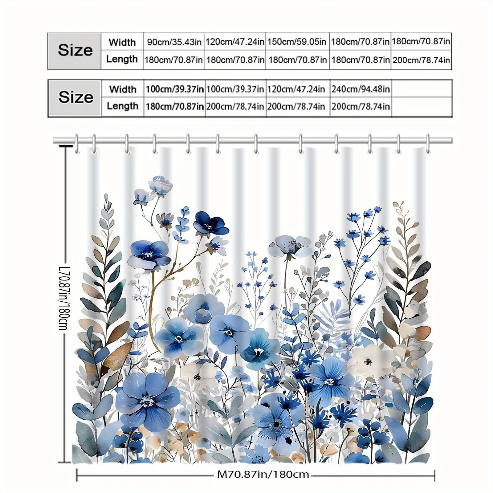 Watercolor Floral Plant Shower - Home Bathroom Partition のレビューと価格