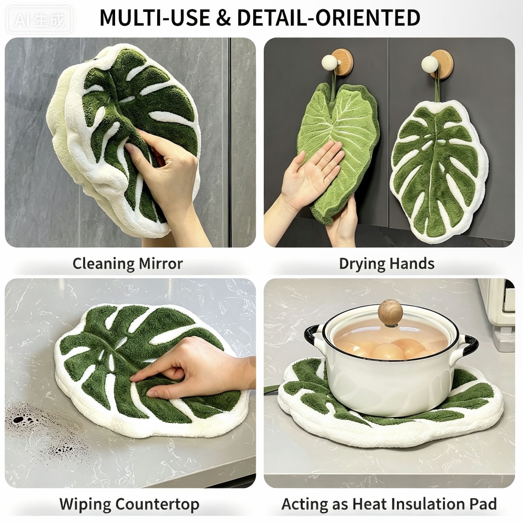 Cute Turtle Back Leaf Hand Tow - Home Goods Bathroom Decor のレビューと価格