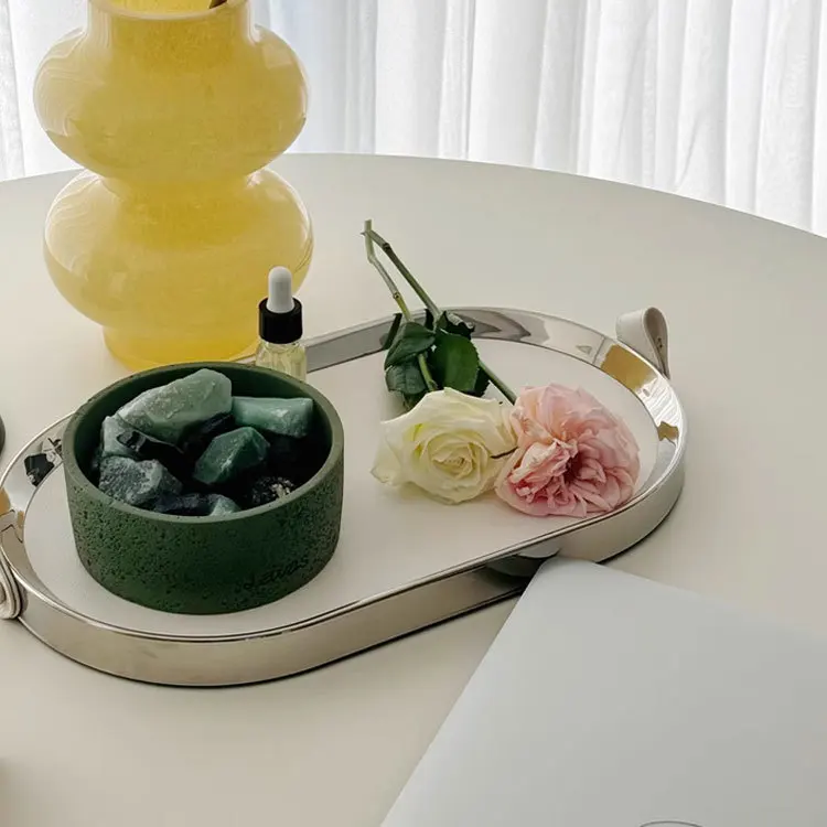 Modern Metal & Leather Oval De - Home Bathroom Vanity のレビューと価格