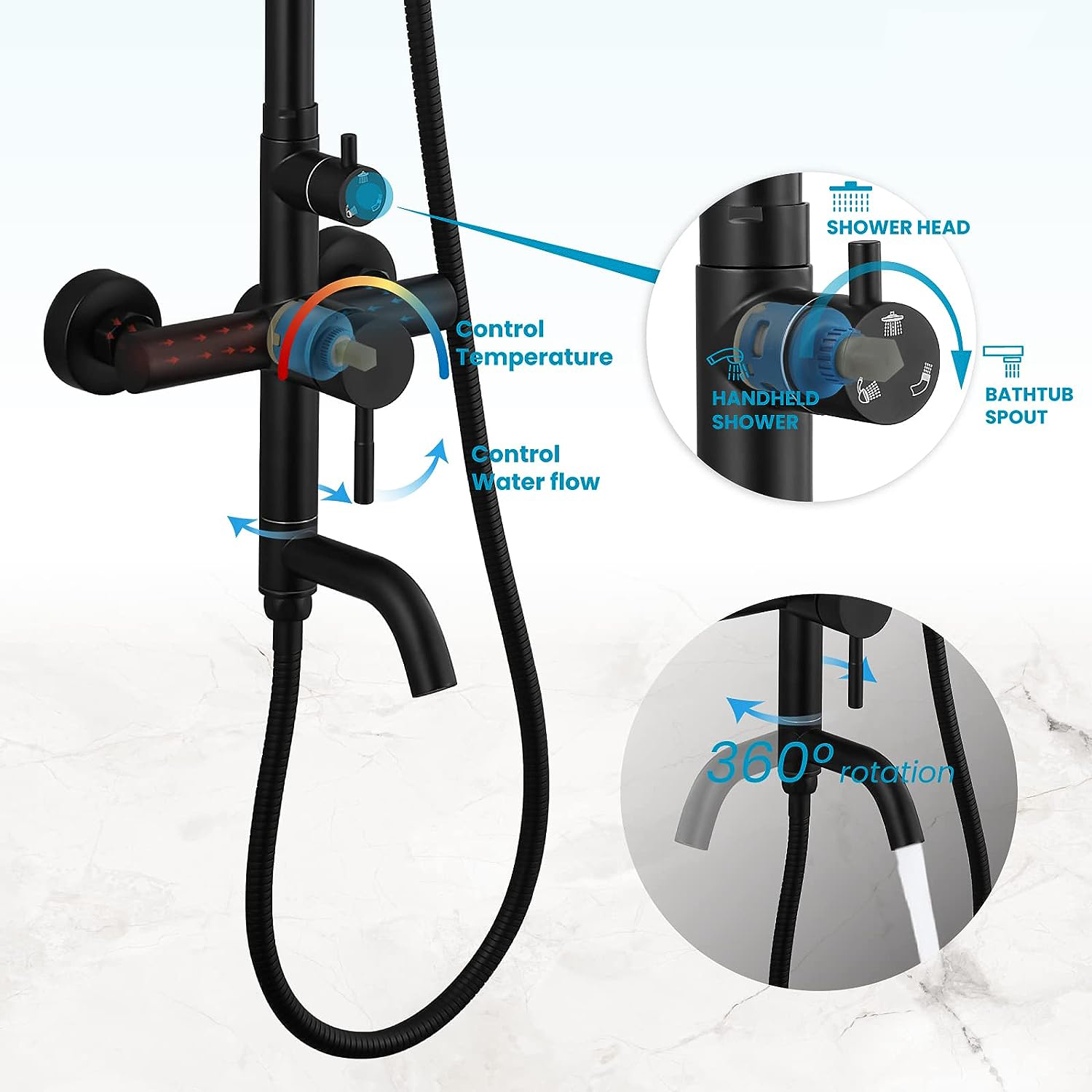 KEMAIDI Shower faucet Set Matt - Home Bathroom Taps のレビューと価格