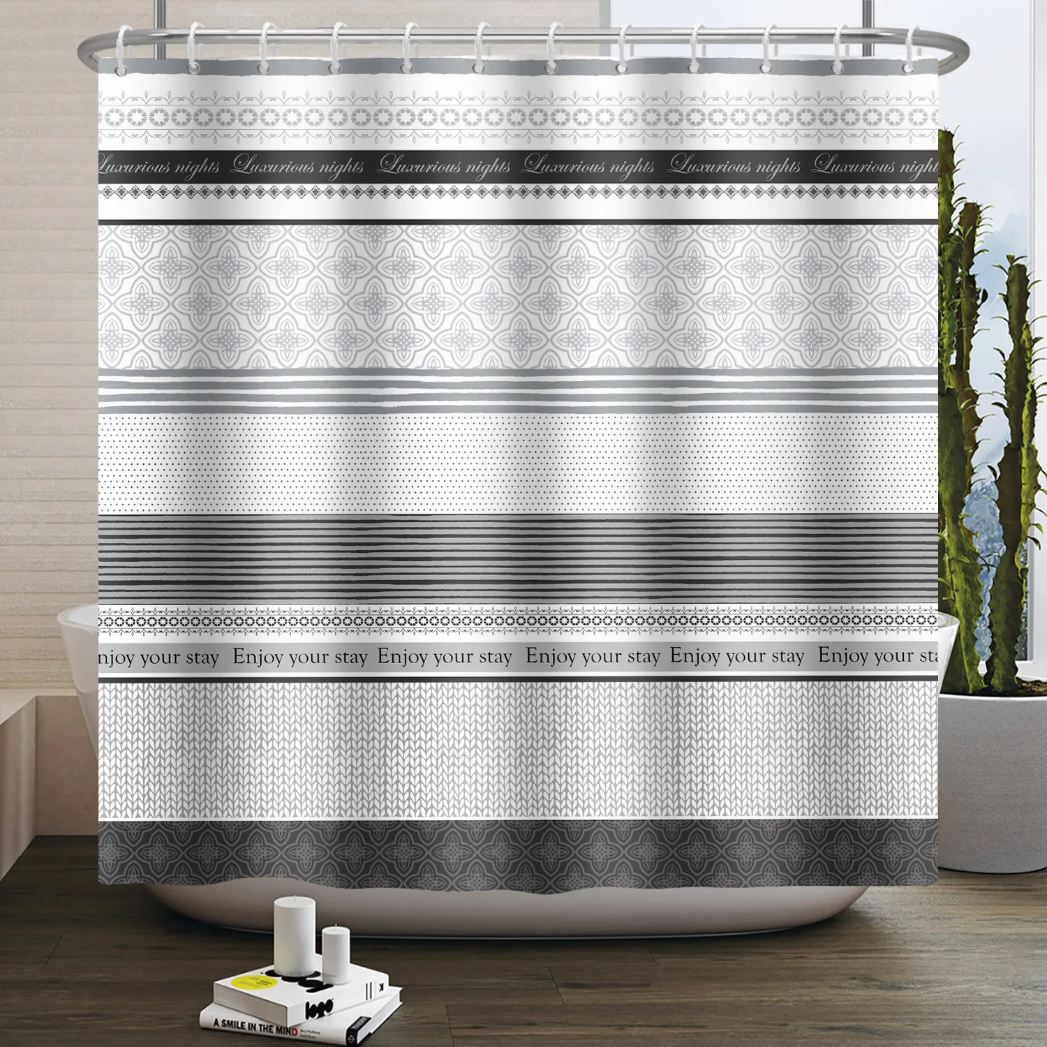 Simple Line Pattern Shower Cur - Home Bathroom Partition のレビューと価格