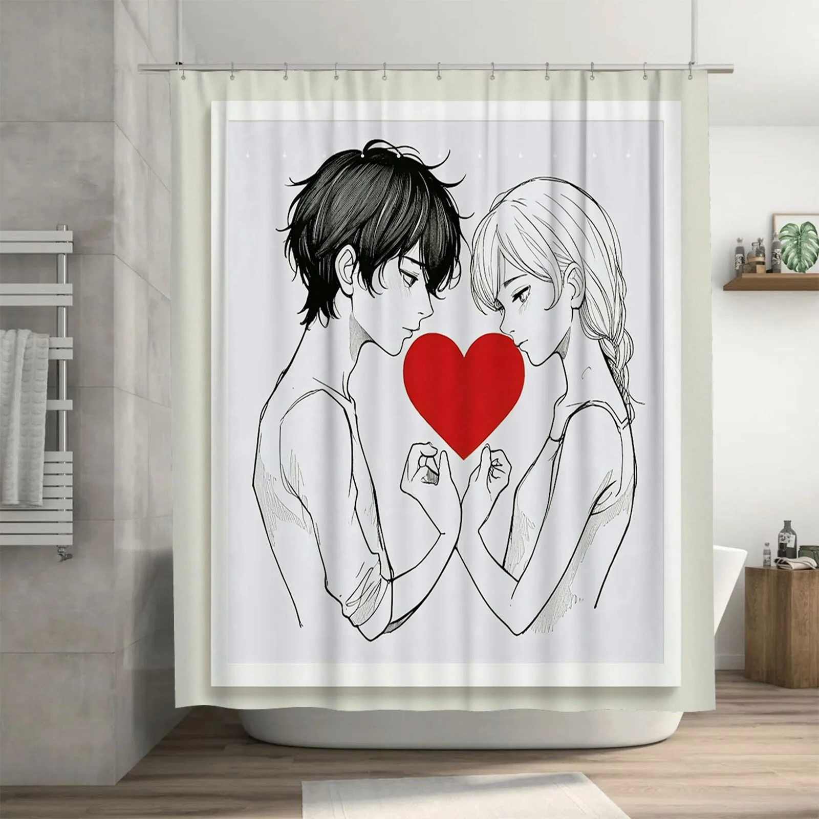 Romantic Couple Shower Curtain - Home Bathroom Design Ideas のレビューと価格