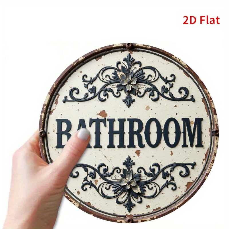 2D Flat, 1pc Vintage Round Met - Home Bathroom Name のレビューと価格
