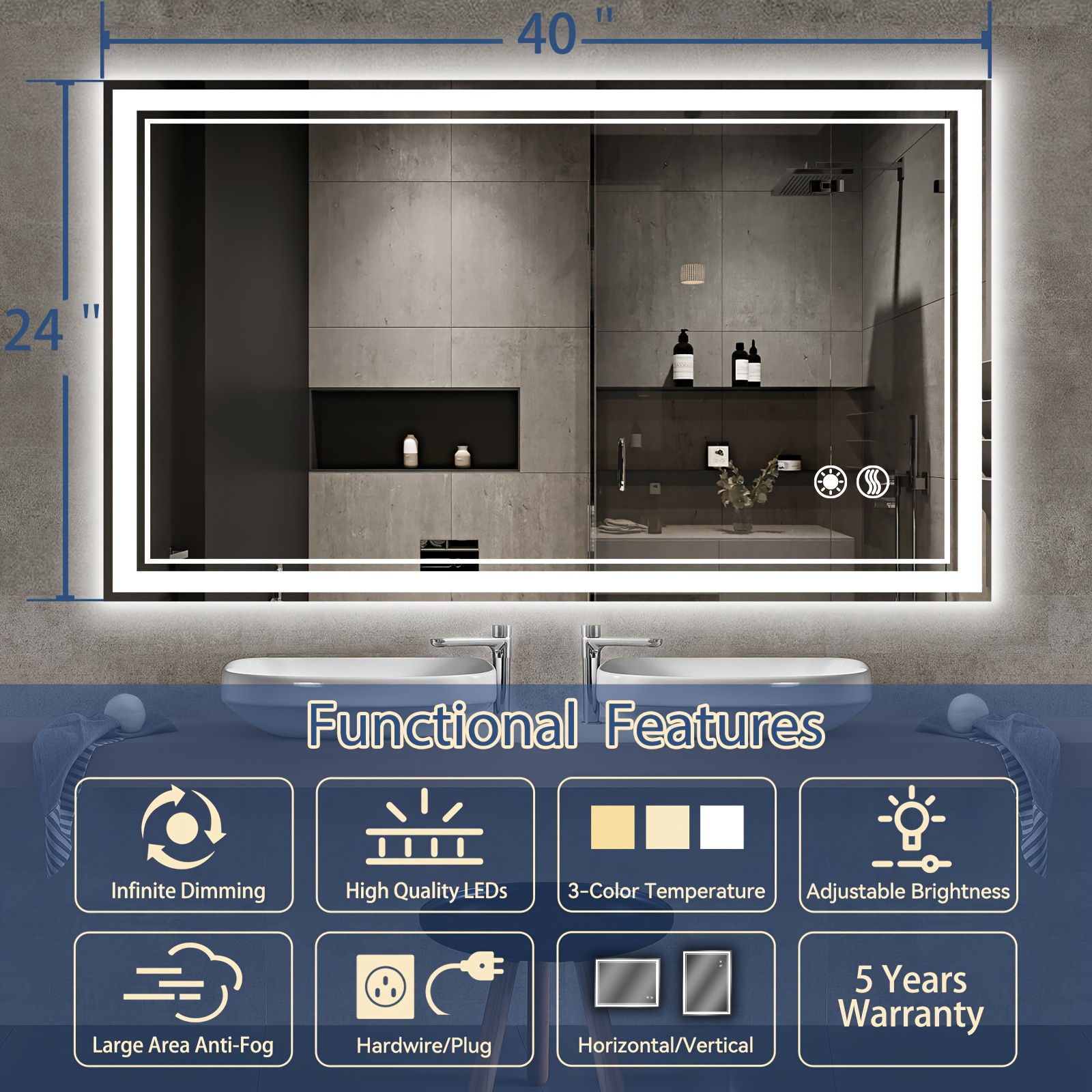 24x36''-24x32'' Bathroom Mirro - Home Bathroom Colors のレビューと価格