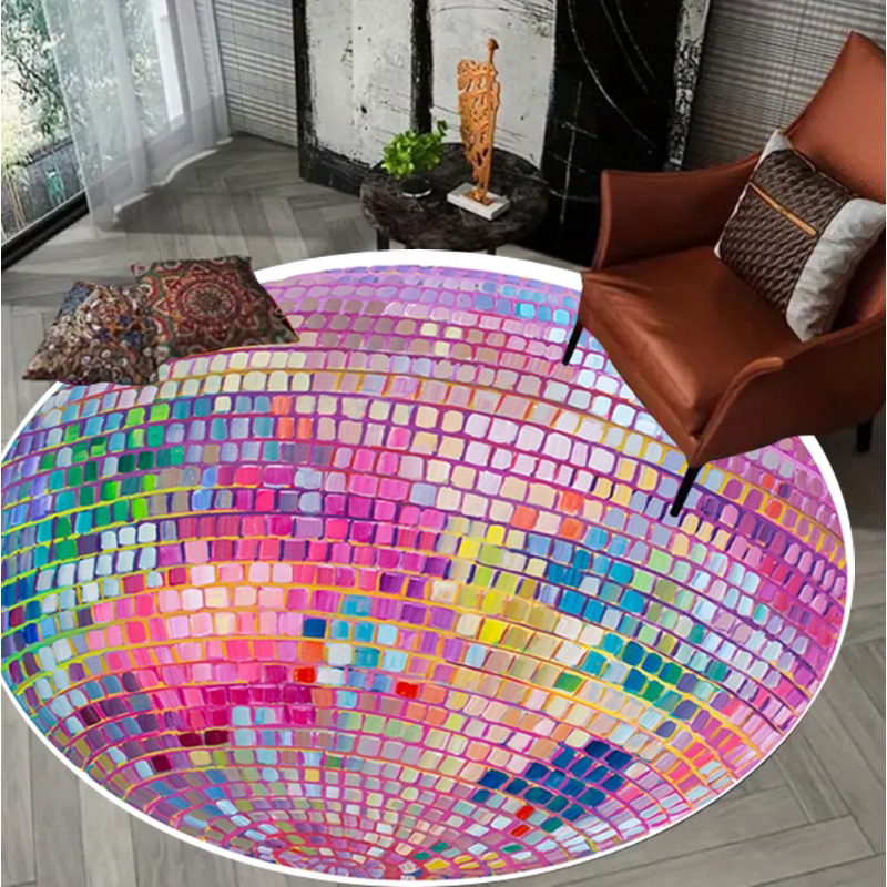Colorful Square Pattern Round  - Home Goods Bathroom Rugs のレビューと価格