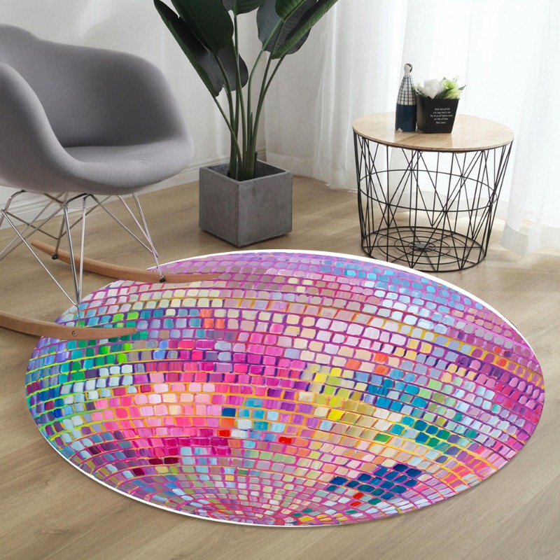 Colorful Square Pattern Round  - Home Goods Bathroom Rugs のレビューと価格