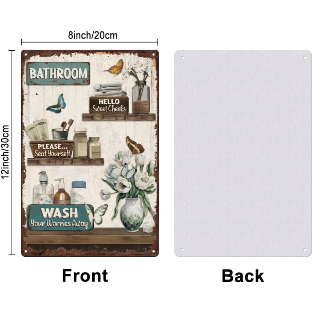 Bathroom Floral Tin Signs Vint - Home Bathroom Wall Decor のレビューと価格